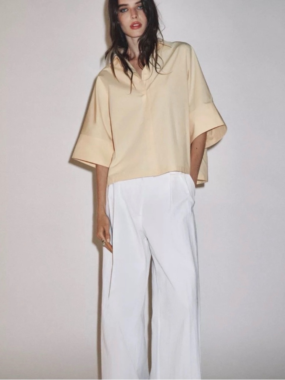 Zara Yellow Poplin Top - Picture 2 of 6